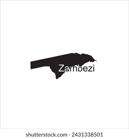 Zambezi Namibia Karte und schwarzes Schriftdesign auf weißem Hintergrund