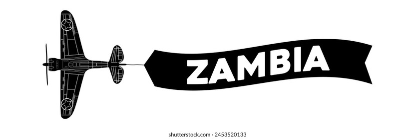 Zambia advertisement banner is attached to the plane