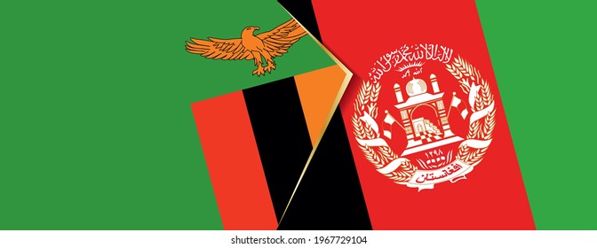 Zambia and Afghanistan flags, two vector flags symbol of relationship or confrontation.