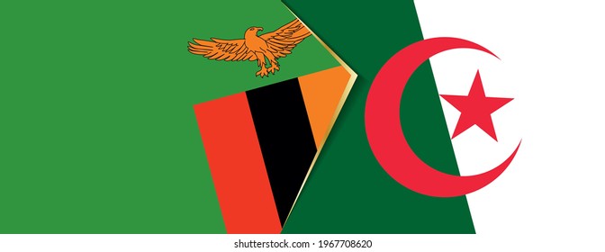 Sambia und Algerien sind Flaggen, zwei Vektorflaggen Symbol für Beziehung oder Konfrontation.