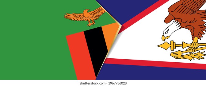 Banderas de Zambia y Samoa Americana, dos banderas vectoriales símbolo de relación o enfrentamiento.