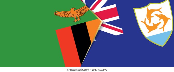 Zambia and Anguilla flags, two vector flags symbol of relationship or confrontation.