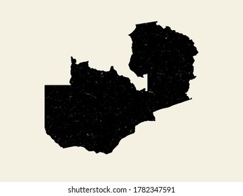 Zambia black vector textured map silhouette.
