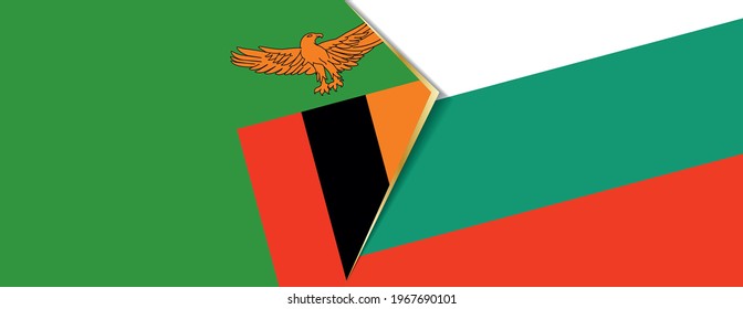Zambia and Bulgaria flags, two vector flags symbol of relationship or confrontation.