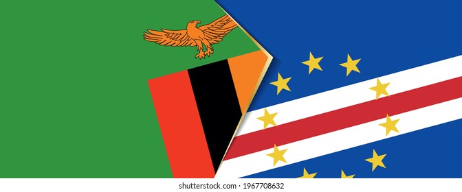 Zambia and Cape Verde flags, two vector flags symbol of relationship or confrontation.