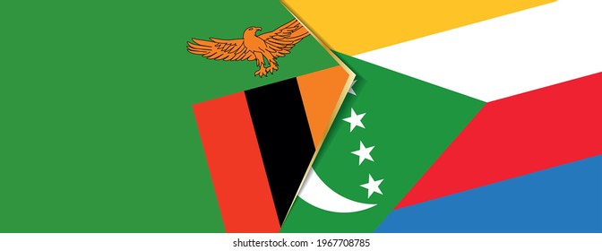 Zambia and Comoros flags, two vector flags symbol of relationship or confrontation.