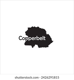 Zambia Copperbelt map and black lettering design on white background
