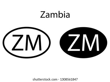 Zambia country code icon.  Iso code country domain name.   ZM - Zambia abbreviated. vector