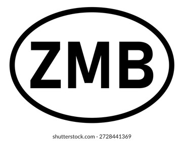 Vector del icono del ZMB del código de país de Zambia en un fondo blanco
Icono de la etiqueta engomada oval de la abreviatura del código de Country en un fondo blanco
