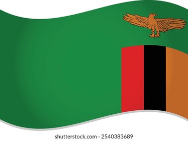 Zambia Country Flag Waving in Air Vector