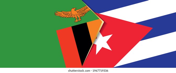 Banderas de Zambia y Cuba, dos banderas vectoriales símbolo de relación o enfrentamiento.