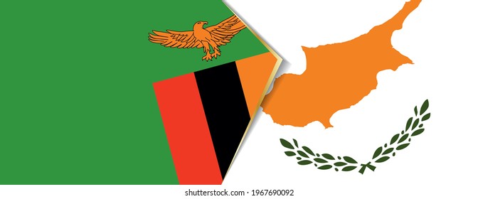 Zambia and Cyprus flags, two vector flags symbol of relationship or confrontation.