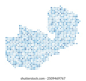 Zambia Dot Map. Country Digital Style Shape. Zambia vector image. Country shape blue circular dots. Stylish vector illustration.