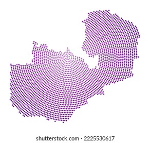 Mapa de puntos de Zambia. Forma de estilo digital de Zambia. Icono tecnológico del país con puntos degradados. Increíble ilustración vectorial.