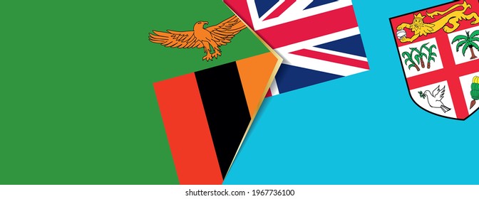 Zambia and Fiji flags, two vector flags symbol of relationship or confrontation.