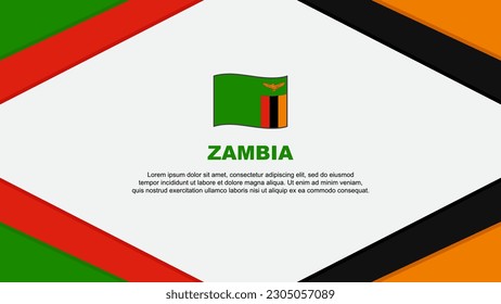 Plantilla de diseño de fondo de resumen de bandera de Zambia. Ilustración del vector de caricaturas del Día de la Independencia de Zambia. Plantilla de Zambia