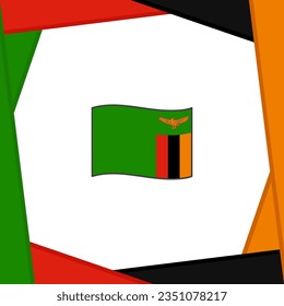 Plantilla de diseño de fondo de resumen de bandera de Zambia. Banner en medios sociales del Día de la Independencia de Zambia. Banner de Zambia