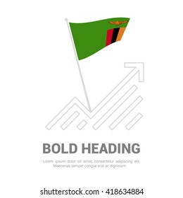 Zambia Flag with analytics graph up, Bold heading and place for text template