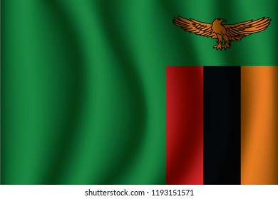 Zambia flag background with cloth texture. Zambia Flag  vector illustration eps10.