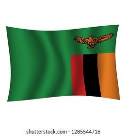 Zambia flag background with cloth texture. Zambia Flag vector illustration eps10. - Vector