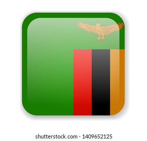 Zambia flag bright square icon. Vector Illustration