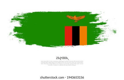 Zambia flag brush concept. Flag of Zambia grunge style banner background