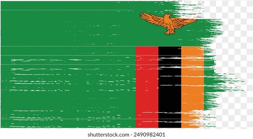 Zambia flag brush paint textured isolated on png or transparent background. vector illustration  