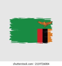 Zambia flag with brush stroke background