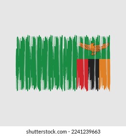 Zambia Flag Brush Vector Design