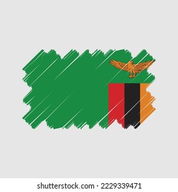 Zambia Flag Brush Vector Illustration