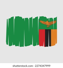 Zambia Flag Brush Vector Illustration