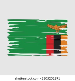 Ilustración del vector del pincel de bandera de Zambia