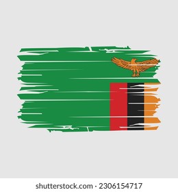 Zambia Flag Brush Vector Illustration
