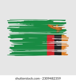 Zambia Flag Brush Vector Illustration