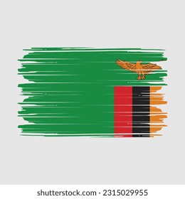 Zambia Flag Brush Vector Illustration
