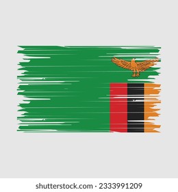Zambia Flag Brush Vector Illustration