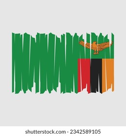 Zambia Flag Brush Vector Illustration