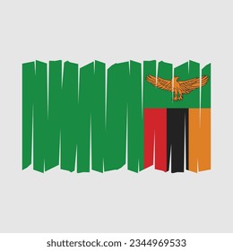 Zambia Flag Brush Vector Illustration