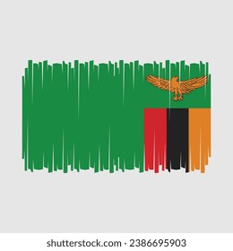 Zambia Flag Brush Vector Illustration