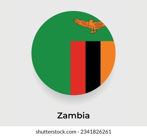 Zambia Flaggenblase kreisrunder Form Symbol Vektorgrafik