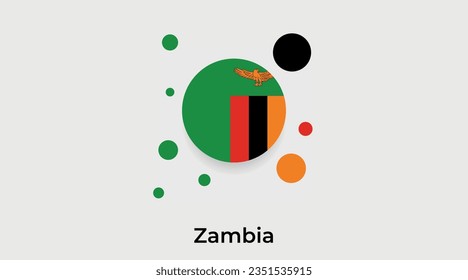 Zambia-Flaggenblase rund um das Formsymbol bunter Vektorgrafik