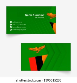 Zambia Flag Business Card, standard size (90x50 mm) business card template with bleed under the clipping mask.