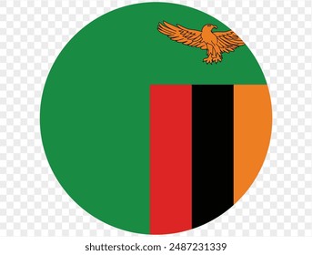 Zambia flag button on png or transparent background. vector illustration. 