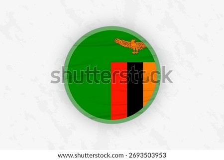 Zambia Flag Circular Sticker Design, National Pride Decal. Vector illustration.