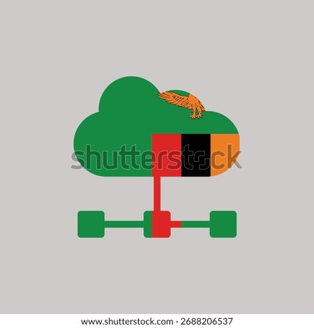 Zambia Flag Cloud Cart Icon