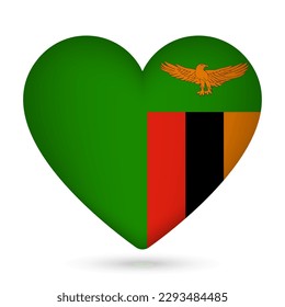 Zambia flag in heart shape. Vector illustration.