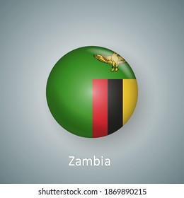 Icono de bandera de Zambia gradiente 3d aislado