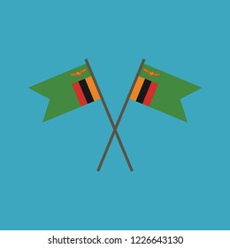 Zambia flag icon in flat design. Independence day or National day holiday concept.