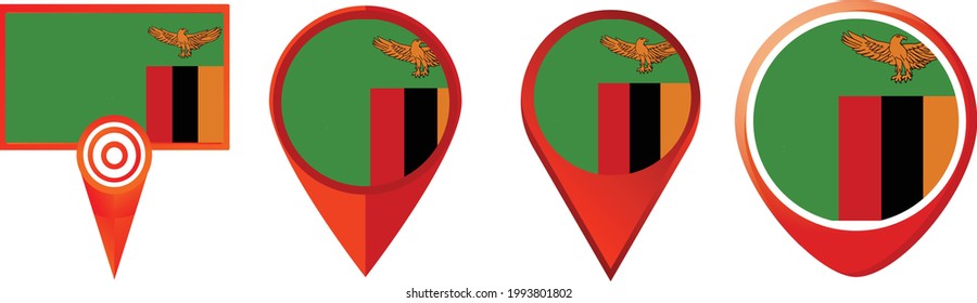 Icono de bandera de Zambia . conjunto de iconos web . colección de iconos. Ilustración vectorial simple.