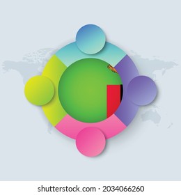 Zambia Flag with Infographic Design isolated on World map. Vector illustration.